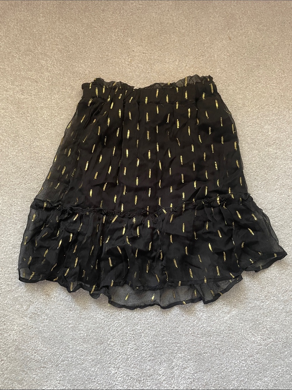 Angie Black Skirt with Gold Threaded Detail